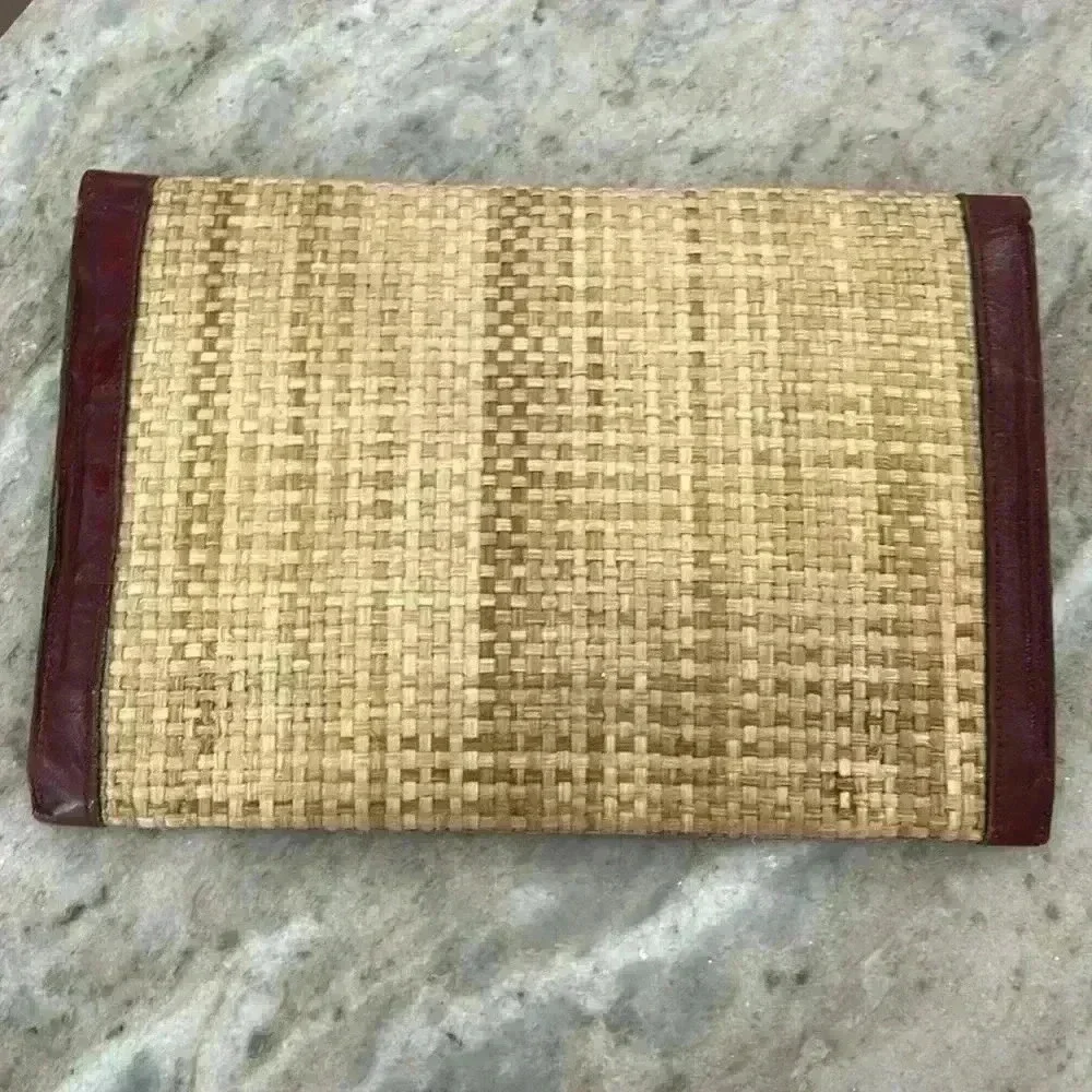 Vintage Etienne Aigner Straw Envelope Clutch